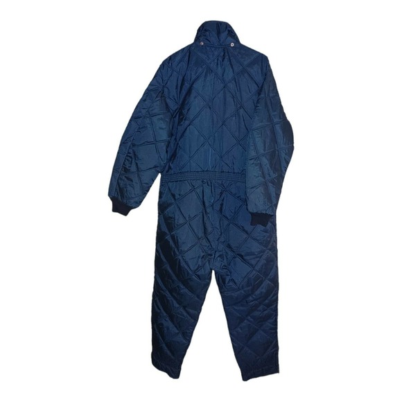 Vintage 70’s 80’s Snowmobile/Snow Suit Size L Skiing One-Piece Navy Red Stripe - Picture 2 of 4